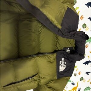 The North Face Green Puffer Jacket with Black Details